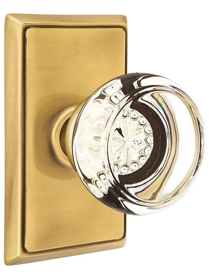 Providence Door Set With Georgetown Crystal Knobs in Antique Brass.
